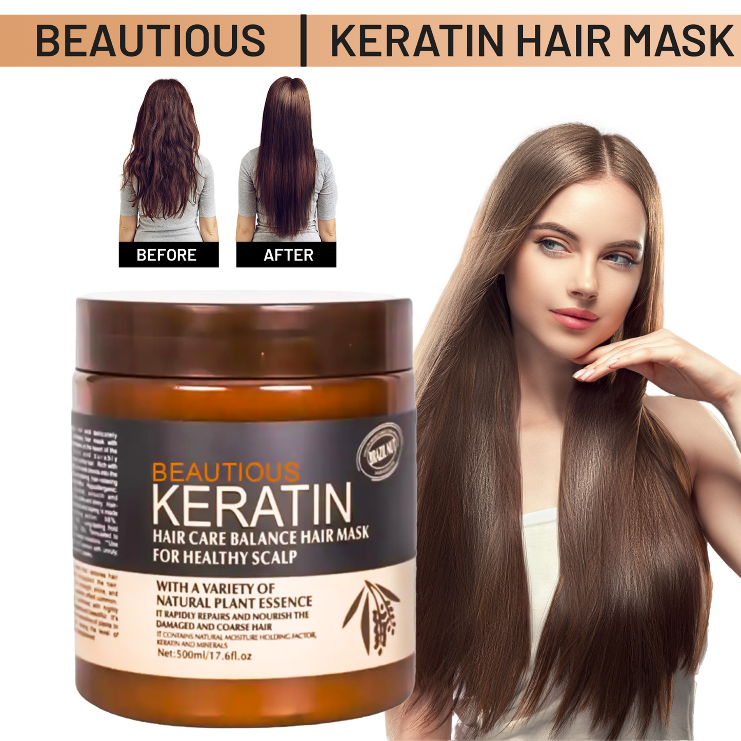 Keratin Hair Mask 500ml & Aloe Vera Gel